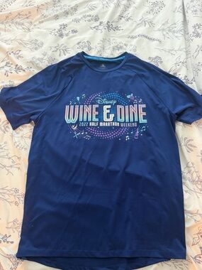 Disney Blue 'Wine & Dine' Graphic Short Sleeve Shirt